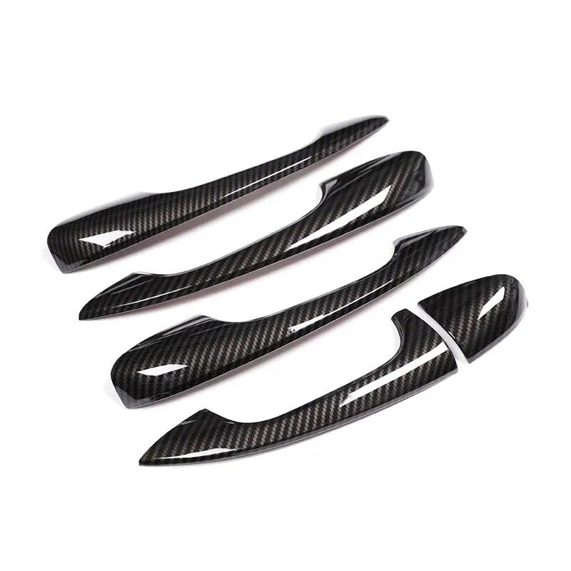 For Mercedes Benz C E GLC Class W205 W213 X253 2017 2018 Car Carbon texture Exterior Door Handle Pull / Door Bowl Cover Trim