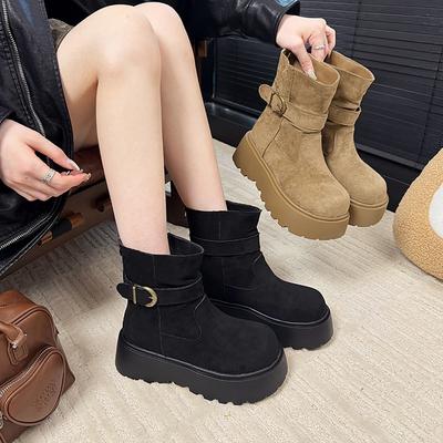 Thick-soled Suede Premium Small Short Boots Women's Autumn and Winter New Maillard Heightening Martin Boots