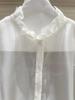 Zhi Hetang Women's Soft Silky Ruffle Long-Sleeve Shirt, New Chinese Style, Spring 2026 Arrival