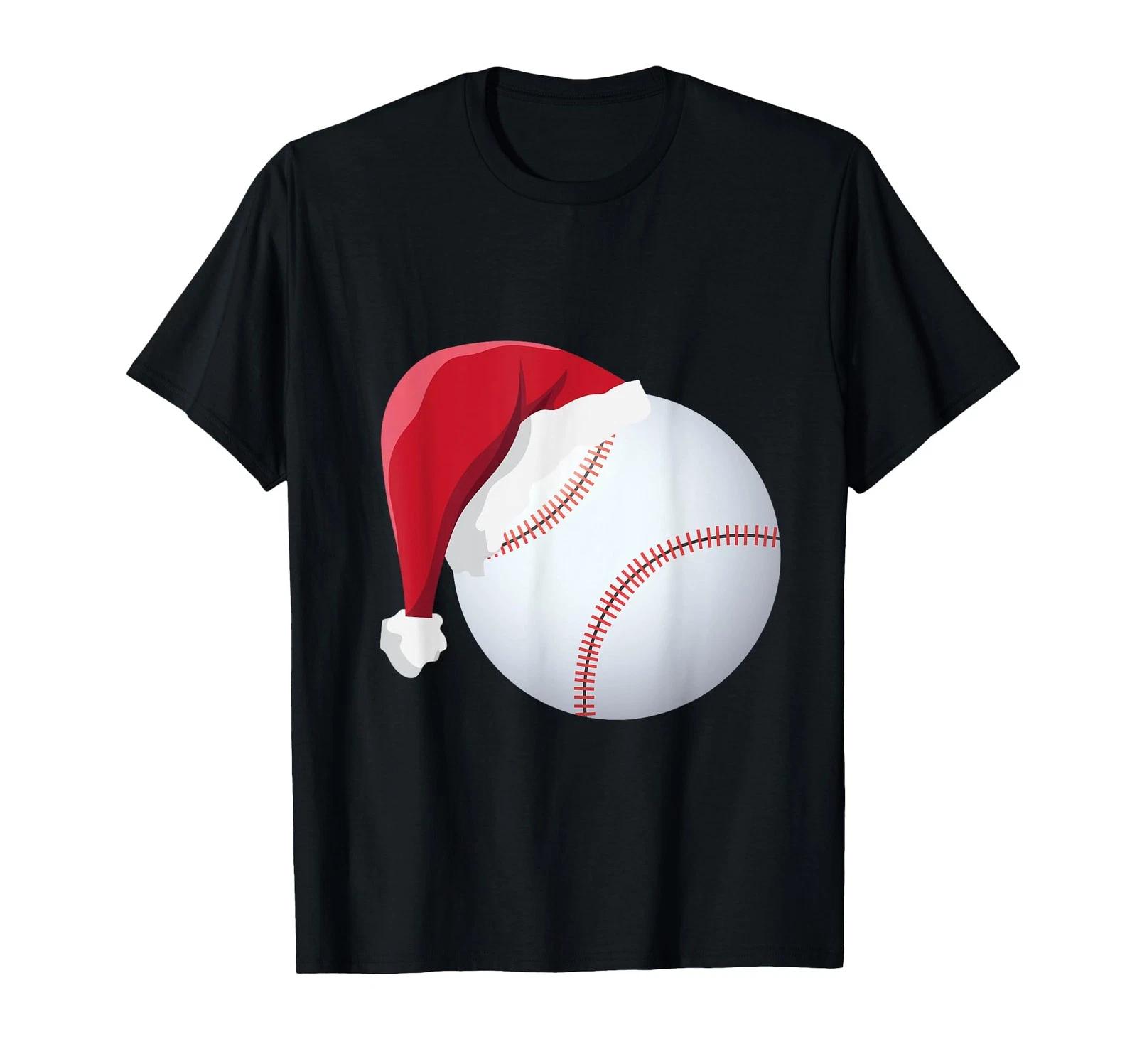 Baseball Santa Hat Christmas Sports Xmas T-Shirt_ XL