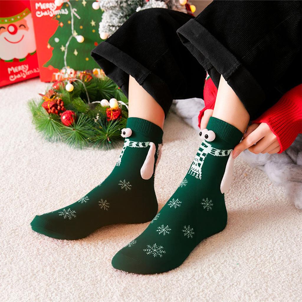 1 Pair Hand in Hand Christmas Stockings Funny Xmas Sock Magnetic Holding Hands Socks for Women & Men Teens Couples Friends