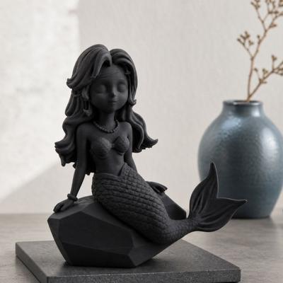 3D Printed Mermaid Action Figure Dark Gothic Style Figurine with Matte
