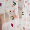 Transparente Esstischmatte, dünnes, sichtbares Netzgewebe, bunte Blumenstickerei, runder Tischschutz, dekorative Tischdecke für Partydekoration