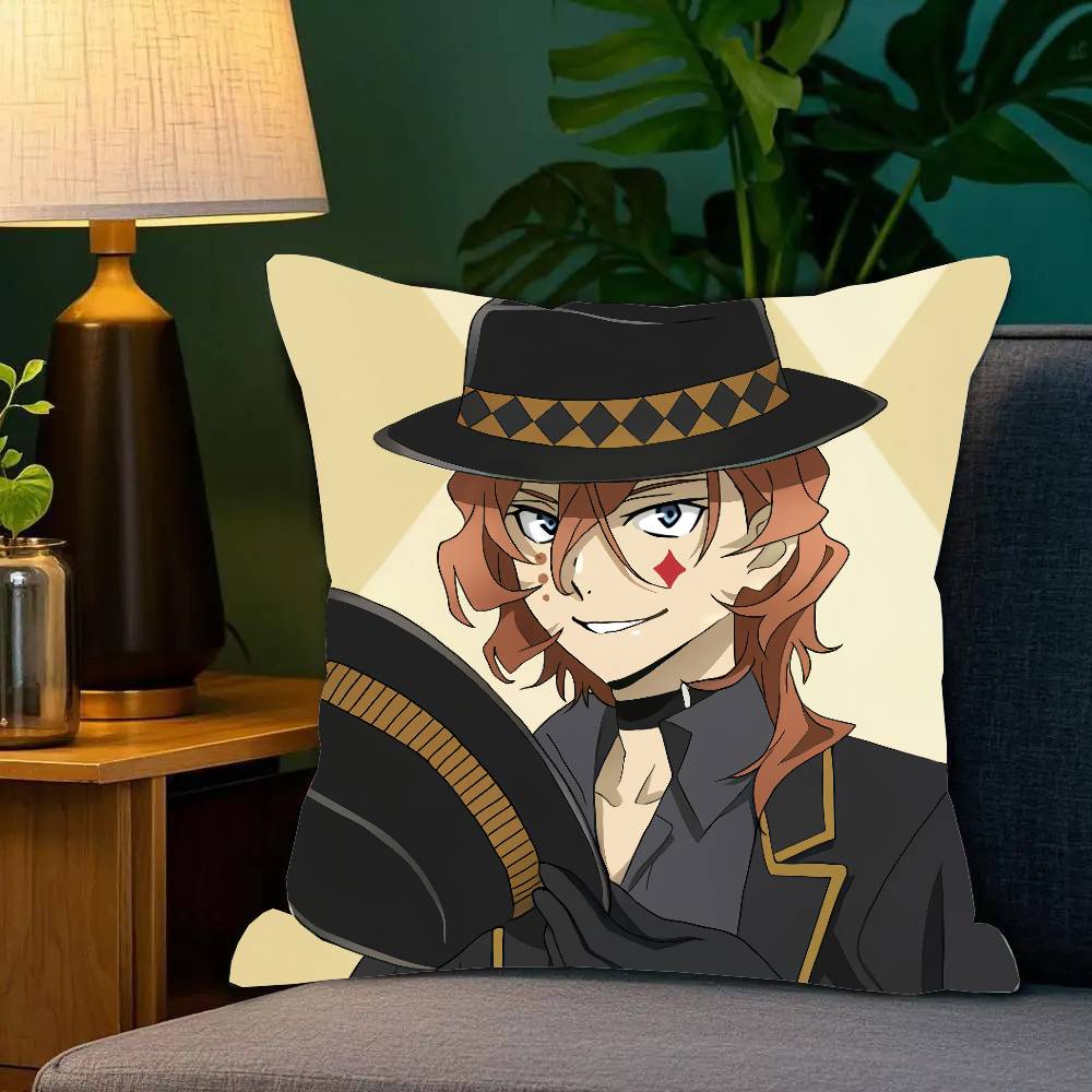 B-Bungo Stray Dogs Anime Pillow Case Fashion Square Pillowcase Bedroom Sofa Room Ins Decoration Leisure