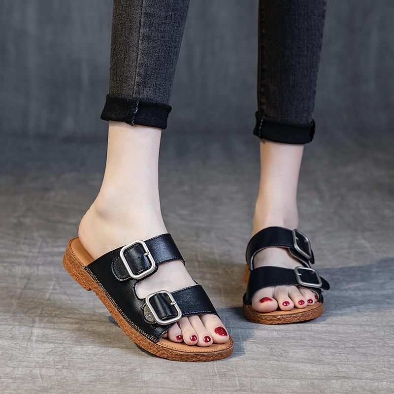 Slippers Women's Shoes Flat Heels Thick-soled Casual and Comfortable Soft-soled Cowhin-soled Sandals
