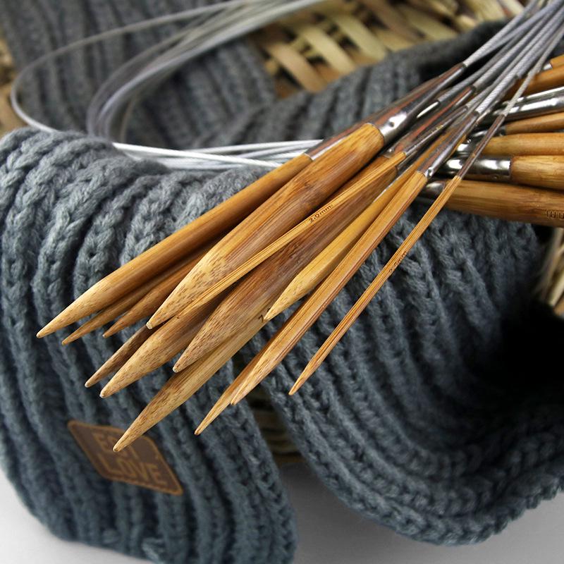 Bamboo & Steel Circular Knitting Needles Set for Sweaters, Scarves, and Sleeves