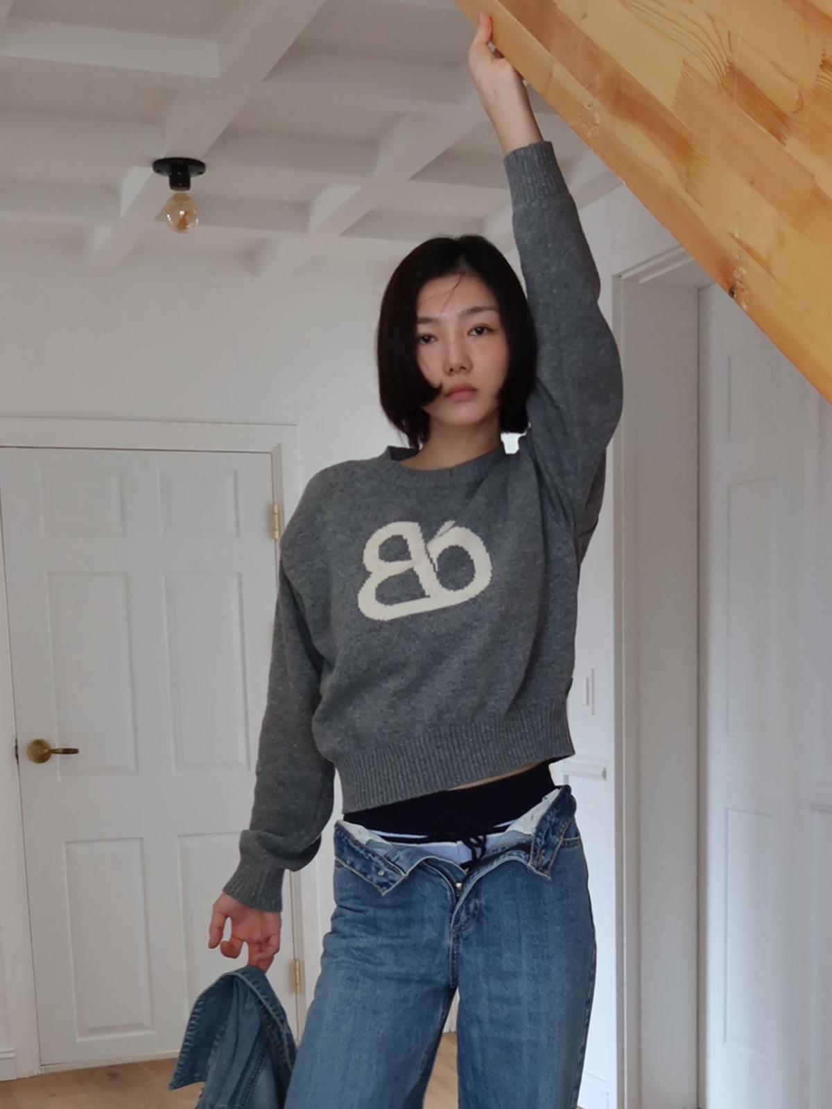 Свитер крупной вязки B-Flat Benetton Big Bibi (Темно-серый) S
