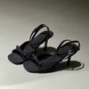 ankle strap silver satin bow high heel cool slippers thin heel open-toed women's sandals temperament