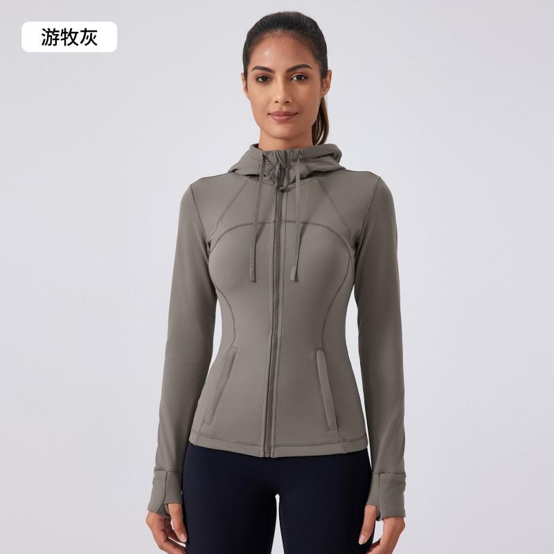 Womens Lightweight Fleece-Lined Yoga Hoodie Tight Fit Running Jacket Gym Fitness Winter