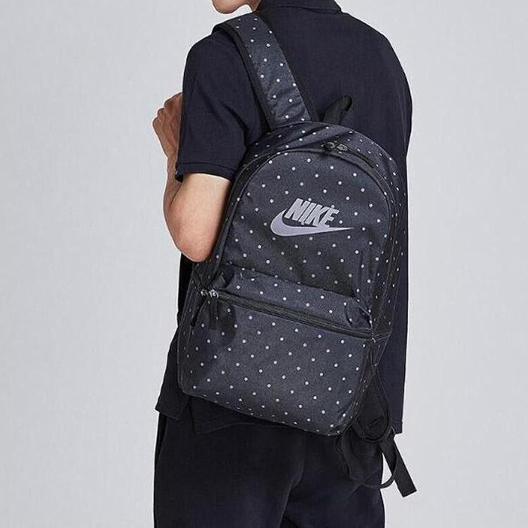 Nike Heritage Polyester Backpack Regular Unisex Black Gray BA5761-011