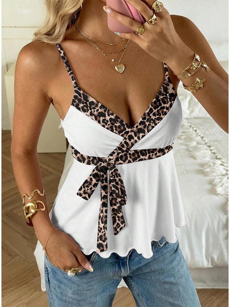 2026 V-Neck Waist-Cinching Ruffled Camisole for Women - European/American Style, Slimming Sleeveless Top