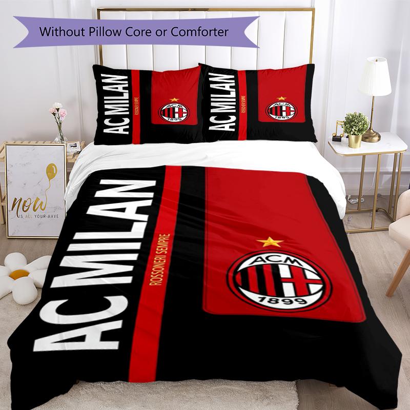 3pcs AC Milan Bedding Set Duvet Cover Closure Includes 1 Duvet Cover & 2 Pillowcases, Soft and Comfortable for All Seasons.
