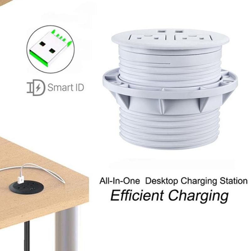 Standard Recessed Desk Outlet Invisible Design Metal Frame Desktop Power Grommet For Modern Office And Home Use