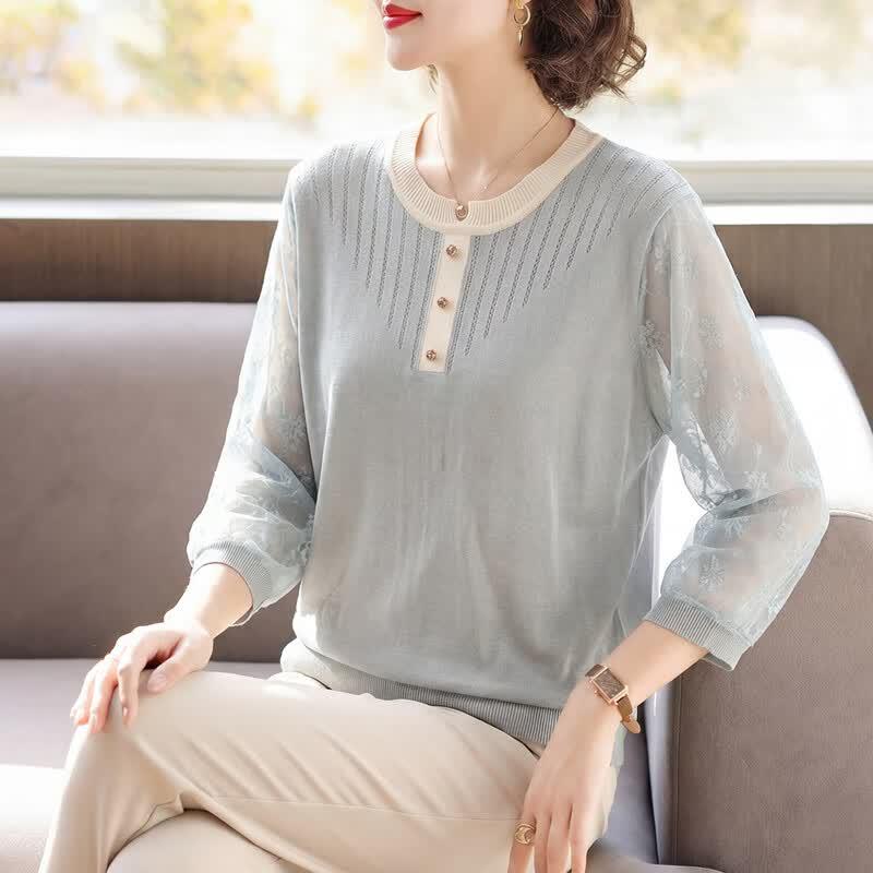 Baolianduo Women s Elegant Seven-Sleeve Knit Top 3XL
