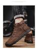 Men's Plus-Size Handmade Leather Ankle Boots: Fashionable Lace-Up Casual Shoes