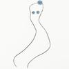 Collier Chaîne Corde à Lacets Tissu Jean Bleu Collier Ras-du-cou Fleur Ensemble Boucles d'Oreilles pour Femmes Bijoux de Mode Cadeau