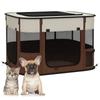 Dierenren met 6 Ramen, 3 Deuren en 2 Opbergzakken, Polyester en Staal, 74x60x45 cm, Bruin
