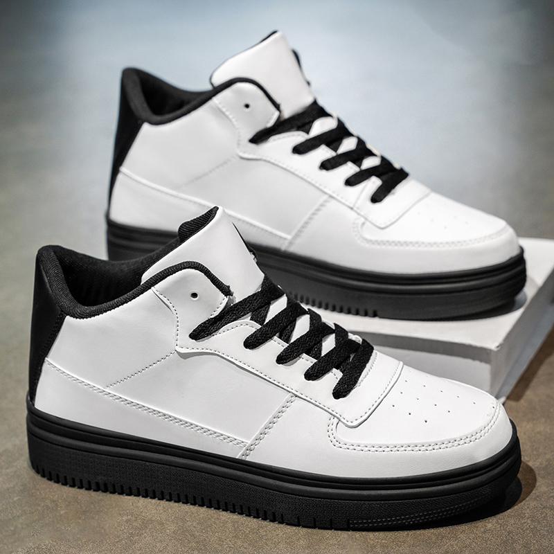 

Новые осенние кеды с высоким верхом, однотонные кеды, повседневная спортивная обувь для мужчин, однотонная повседневная универсальная обувь для улицы 48 чёрный