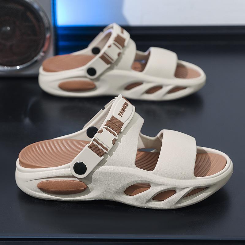 Fashion Men's Sandals New Summer Outdoor Breathable Soft Sole Non Slip Sandals Lightweight Comfortable Fashion Height Increase Slippers