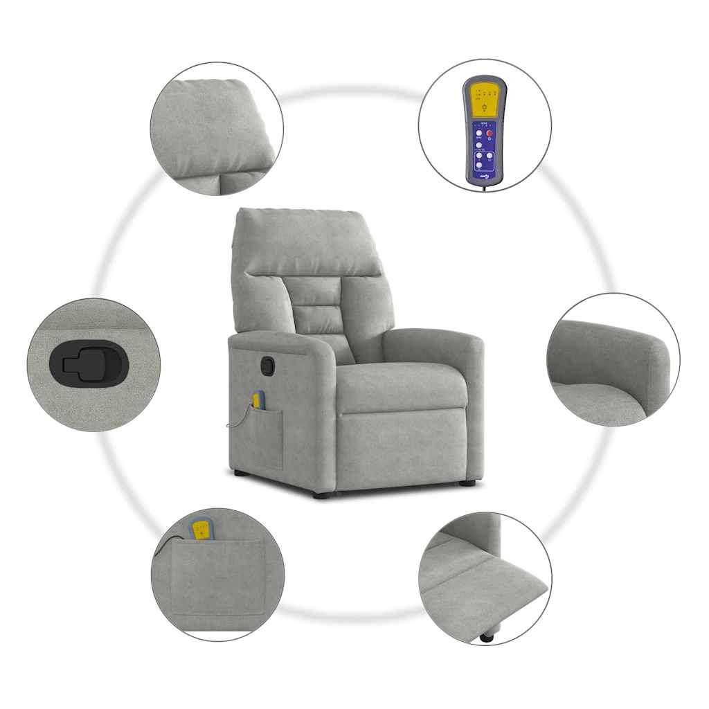 Recliner Chair with Lift Function Light Gray Microfiber Fabric