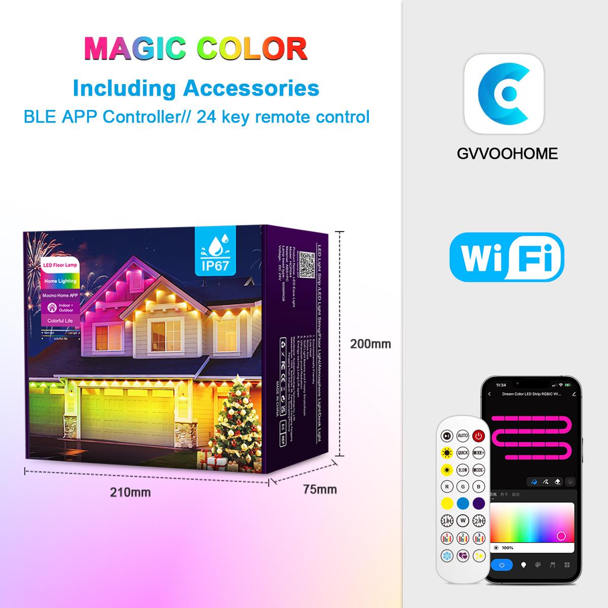 Waterproof LED Bluetooth Colorful Outdoor Eaves String Lights