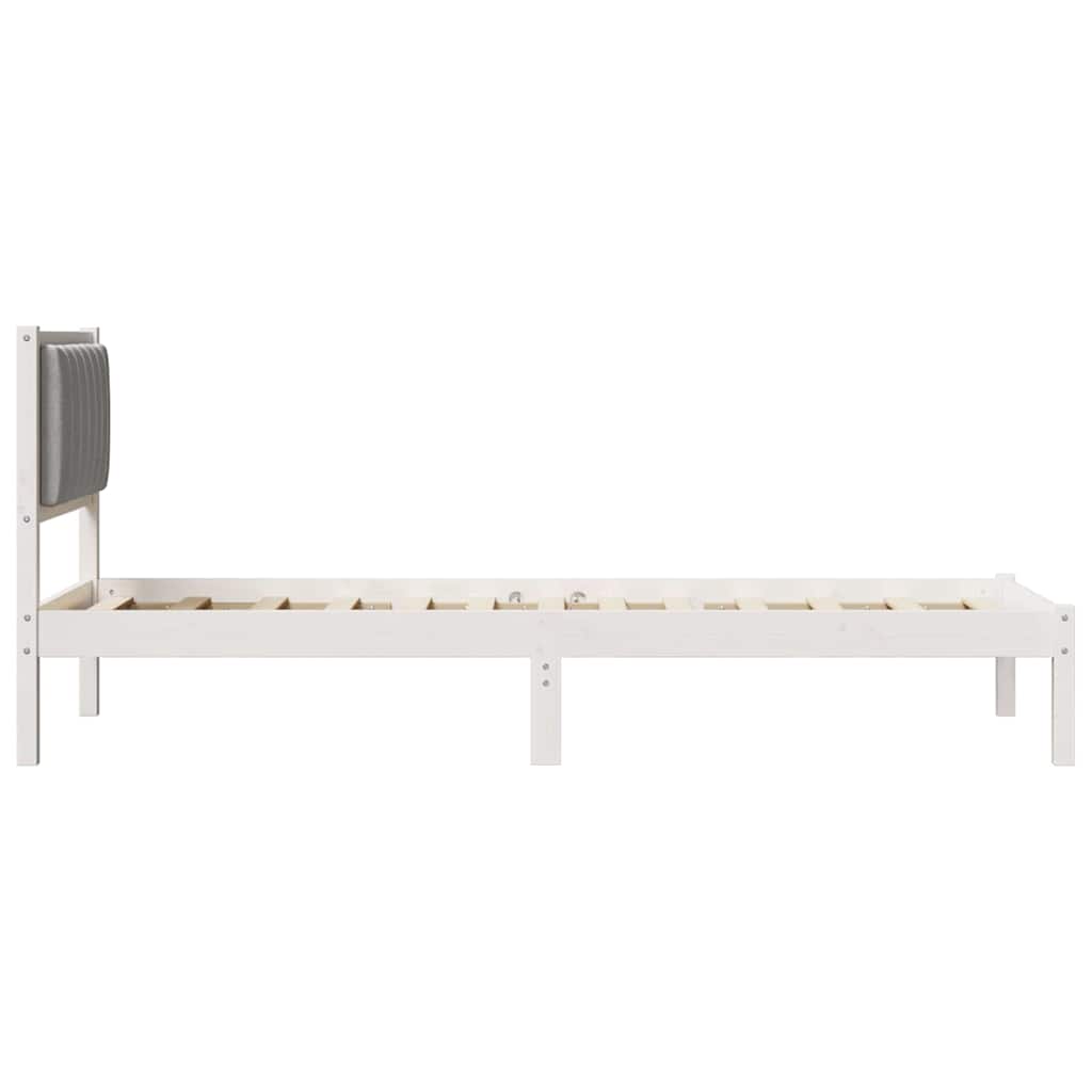 Bed Frame with Padded Headboard Light Grey 75 x 190 cm