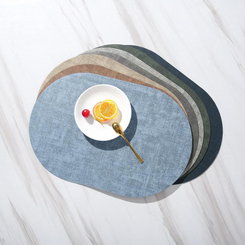 INS Fabric Pattern PU Faux Leather Placemats Waterproof Oilproof Heat Insulation Pad Dining Table Kitchen Counter Mats Pads