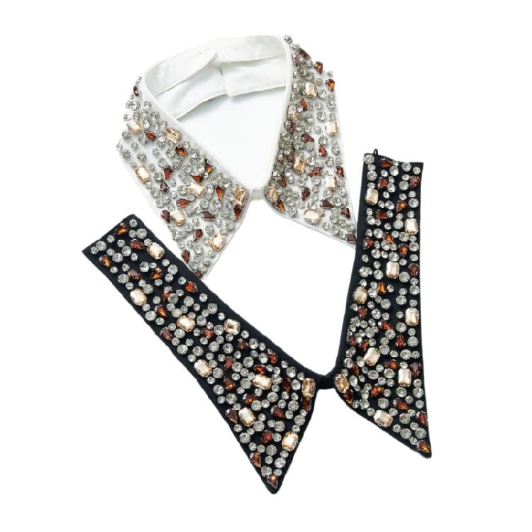 Women Pointed Faux Collar With Crystal Studded Multiuse Wardrobe Outfit Upgrade Decorative Collar For Casual Formal