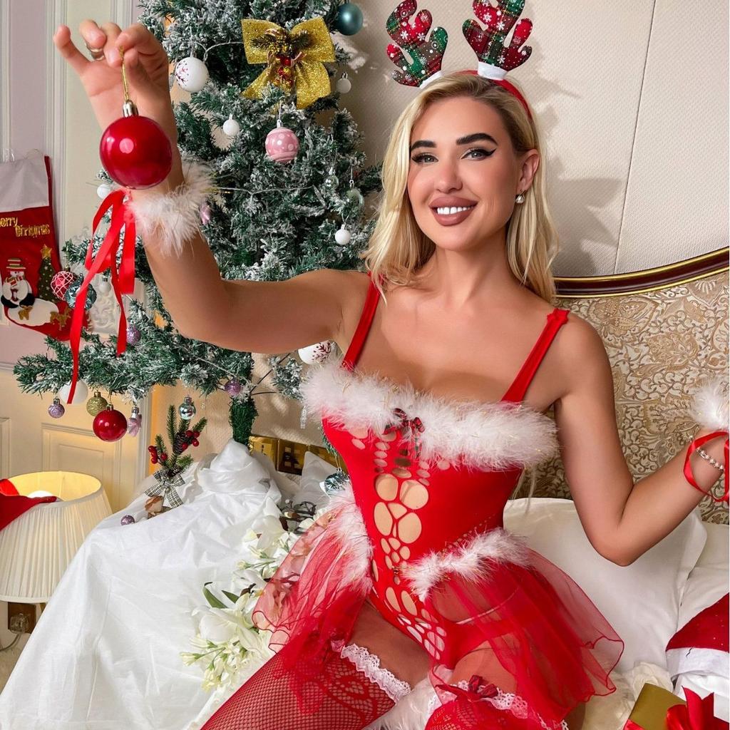 Christmas dress sexy lingerie bunny uniform seduction sexy hot pure lust pajamas
