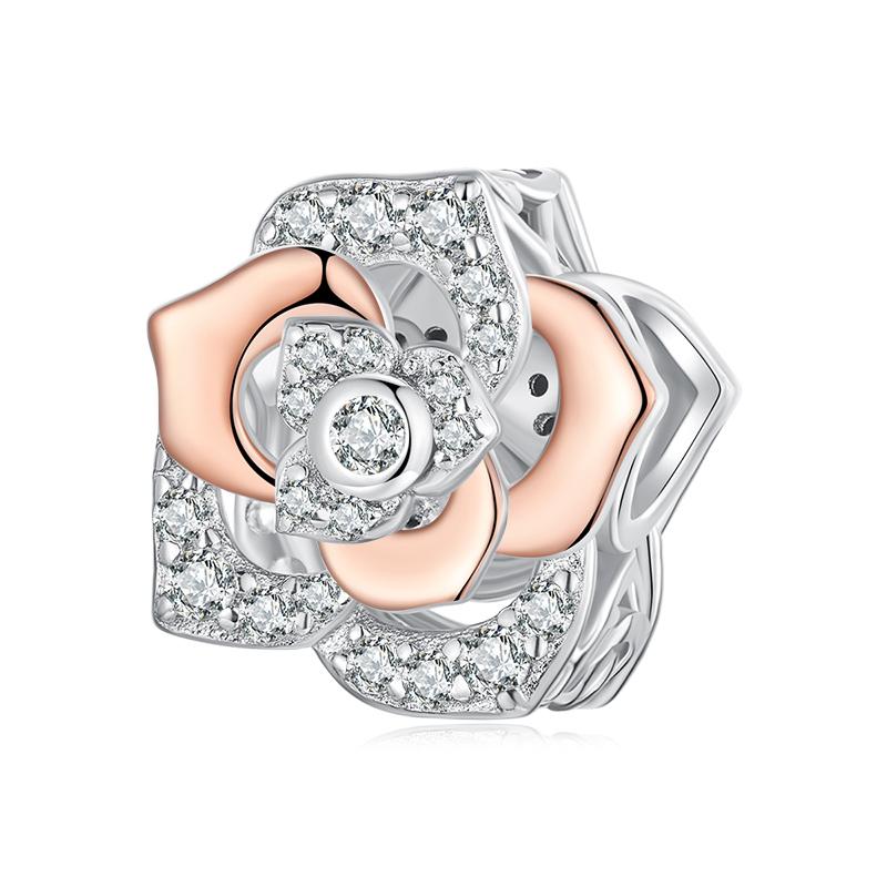 WOSTU Mother's Day Jewelry DIY Charms Rose Flower Fit Original Bracelet Neckalce Wholesale