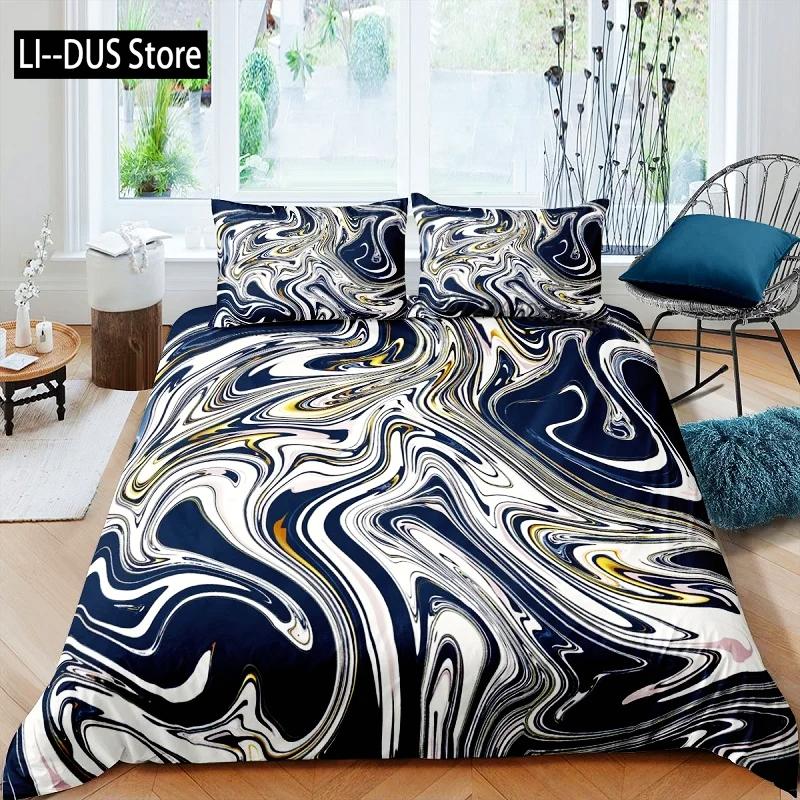 Nordic Marble Pattern White 3D Bedding Set Duvet Cover Pillowcase Bedclothes Single Twin Full Queen King Size POD Dropshipping