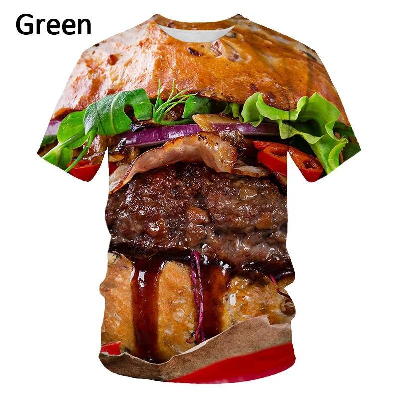 Summer Sportwear Short Sleeved Food Burger Men's T-shirt 3D Digital Printed Short Sleeved T-shirts