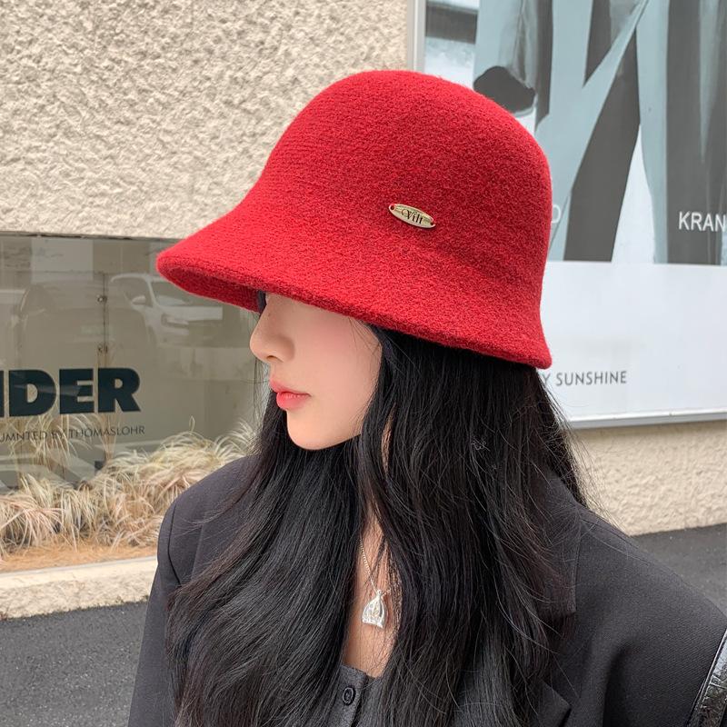 1Pc Autumn and Winter New Basin Hat Wool Blended Bucket Hat Women Show Small Face Versatile Fashion Irregular Wide Brim Warm Hat