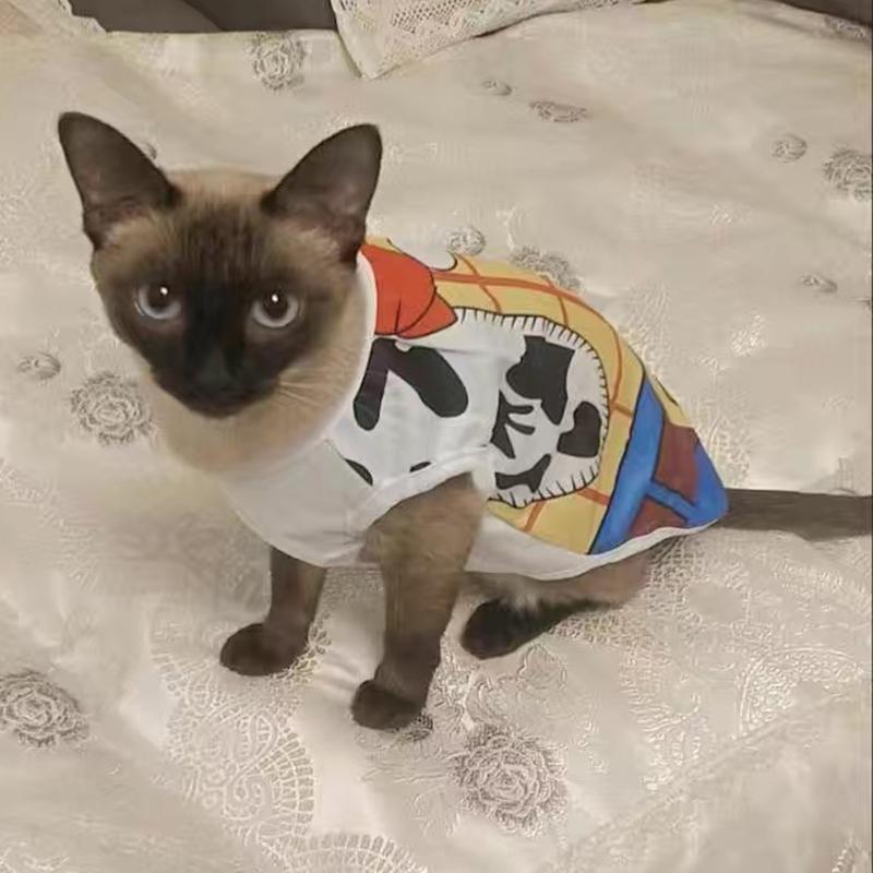 Cute Sphynx Cat Shirt Vest for Cats Gotas Summer Breathable Pet Clothes Clohting Katten Kedi mascotas Costume Dog Suit ropa para