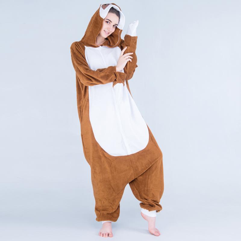 Růžové Modré Zvířecí Kreslené Fleecové Onesie Pyžamo pro Páry - Podzimní/Zimní Kolekce