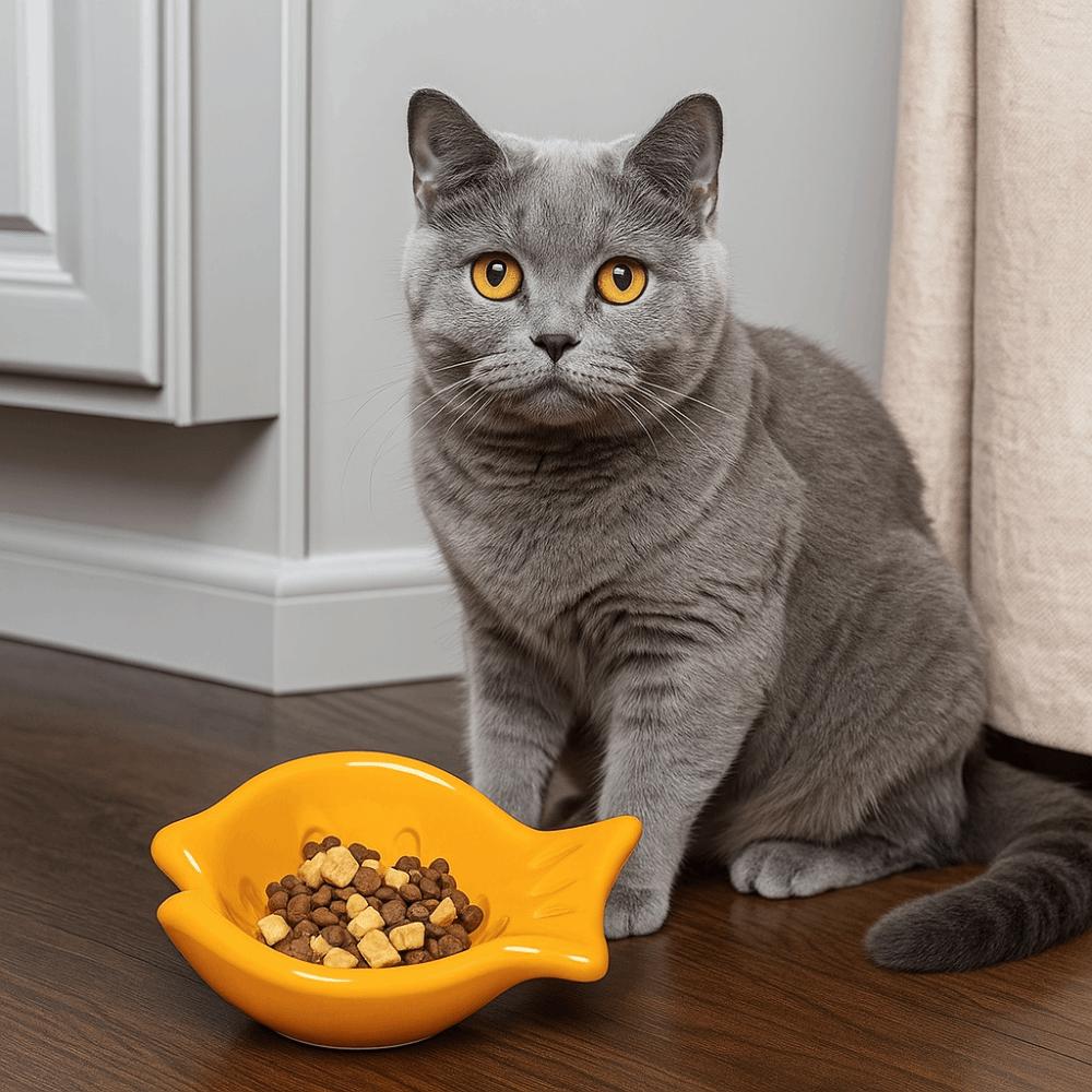 Large Caliber Ceramic Cat Bowl Cartoon Cervical Protection Bowl Water Drinking