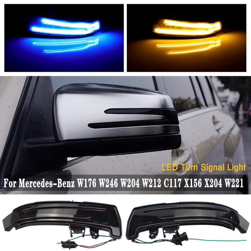 2pcs Dynamic Turn Signal LED Light Side Mirror Indicator For Mercedes Benz W204 CLA A B C E S GLA GLK CLS Class W176 W212
