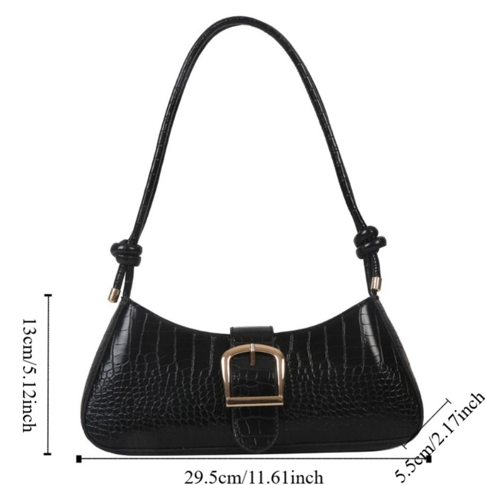 Vintage Half-moon Underarm Bag Stone Pattern Large Capacity PU Leather Shoulder Bag Handbag Fashion Rectangle Armpit Bag Unisex