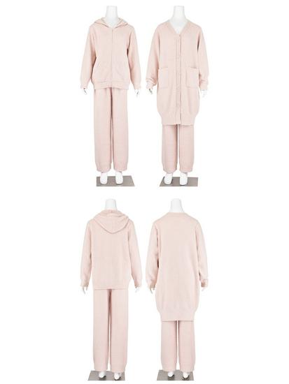 Damen Fleecegefütterter Kapuzen-Cardigan und Lange Hose Set