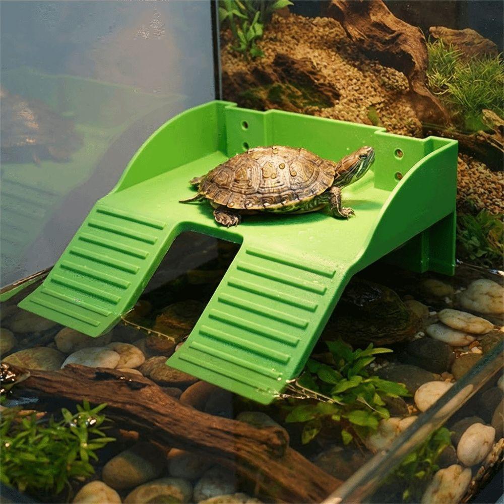 Plastic Turtle Climbing Ramp with Suction Cups Reptile Terrace Feeding Platform Aquarium Decor