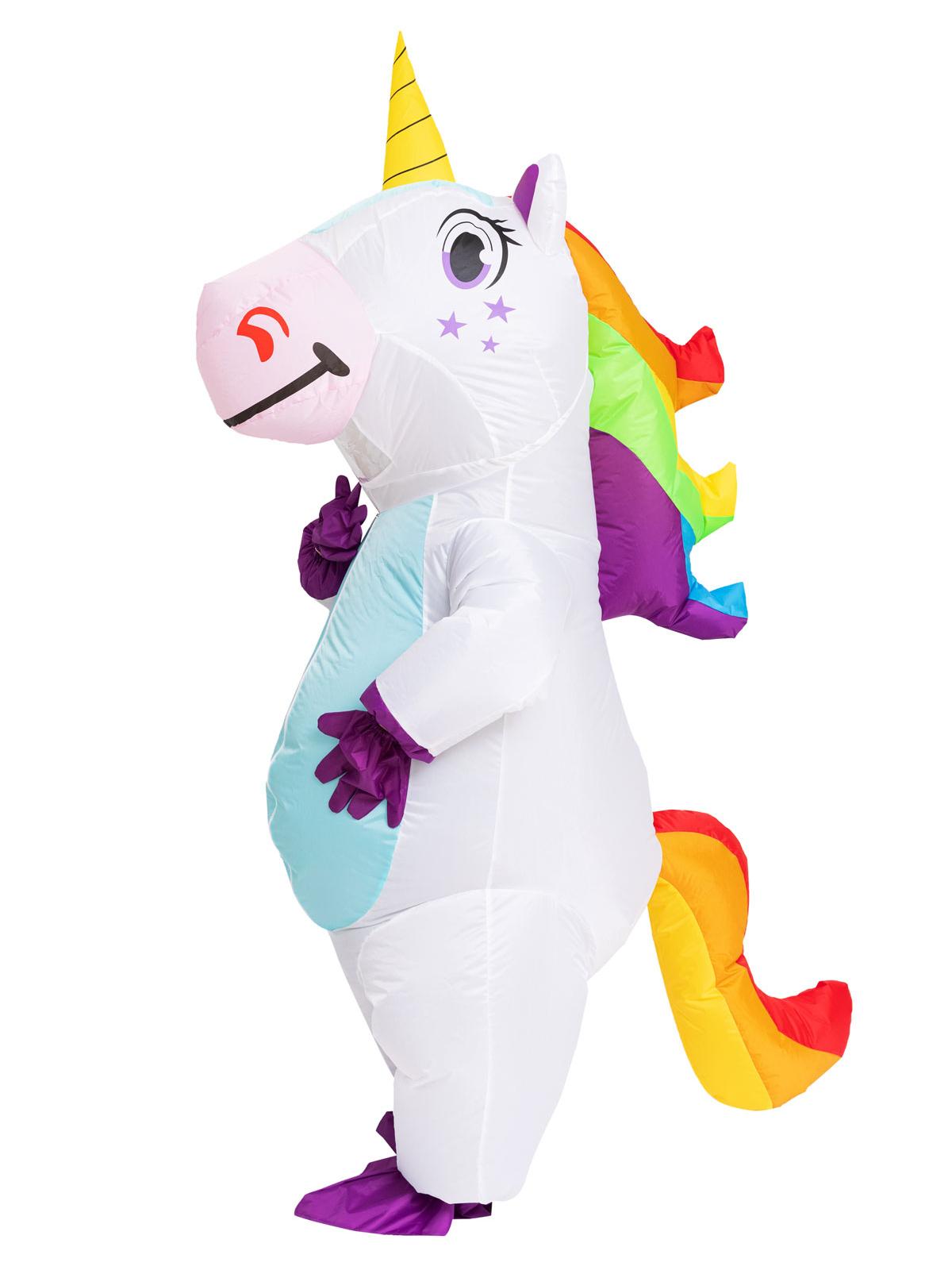 anime Opblaasbaar Eenhoorn Kostuum Roze Volledig Lichaam Eenhoorn Cosplay Kostuums met Bladblazer Grappig Feest Halloween Kostuum voor Volwassene One Size wit