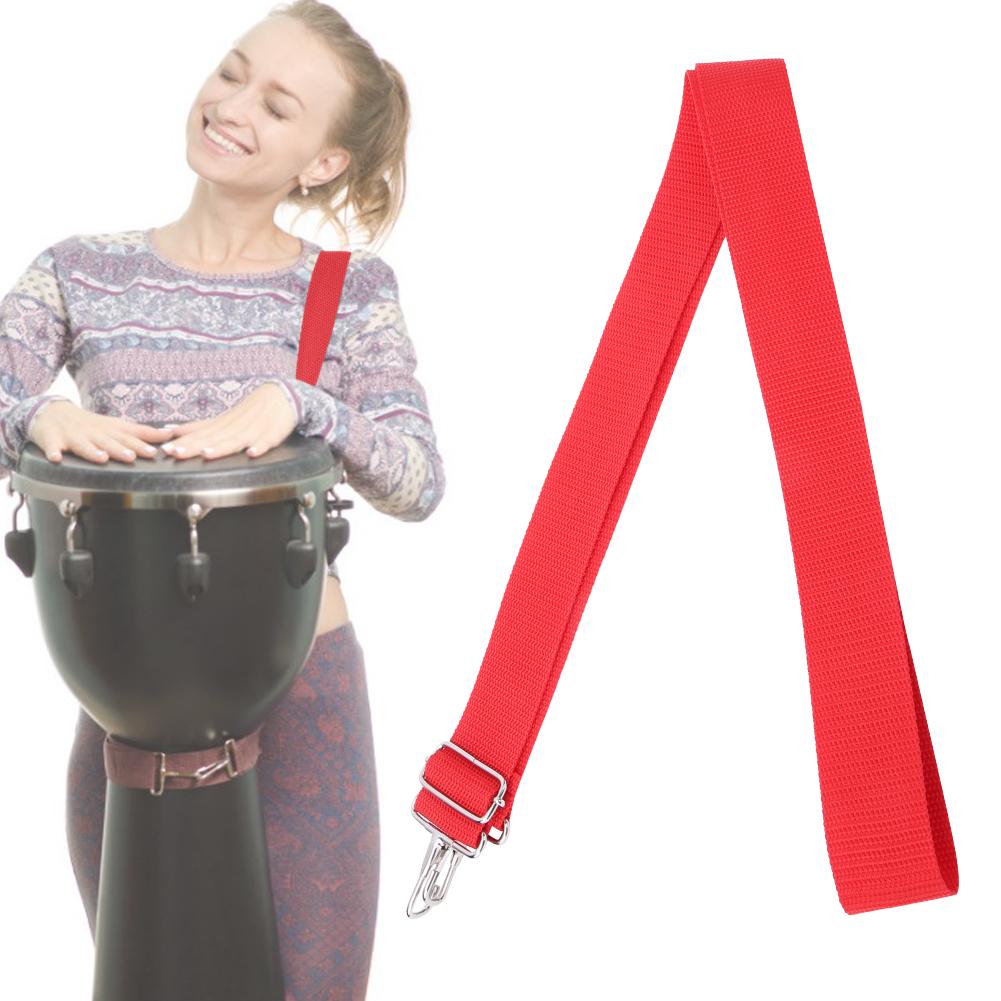 WG02 Polyester Nylon Adjustable African Drum Strap Red Snare Drum Strap Belt with Metal Hook