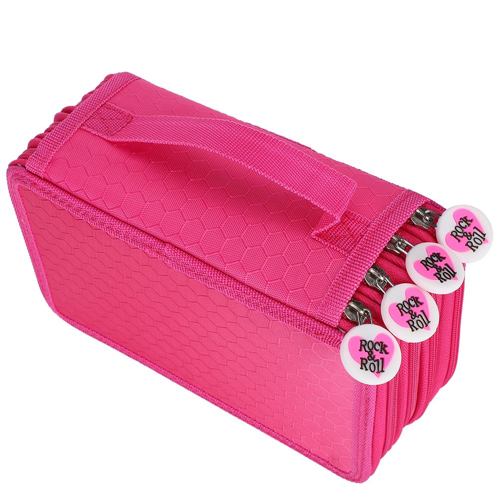 

Пенал для ручек, сумка-мешок, большая вместимость, многослойный органайзер для карандашей, розовый