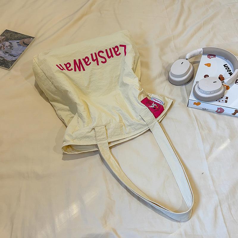 Lazy Style Print Korean Style Candy Color Autumn Large Capacity Canvas Letter Trend Armpit Tote Shoulder Tote Women's Bag