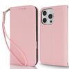 Stand Case for iPhone 16 Pro Litchi Texture Leather Flip Phone Cover with Strap/Wallet