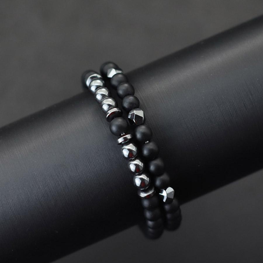 Stylish Men Bracelet Set Luxury Zirconia Braslet Beaded Black Onyx Hematite Healing Braclet Perfect Gift For Him Pulseria Homme