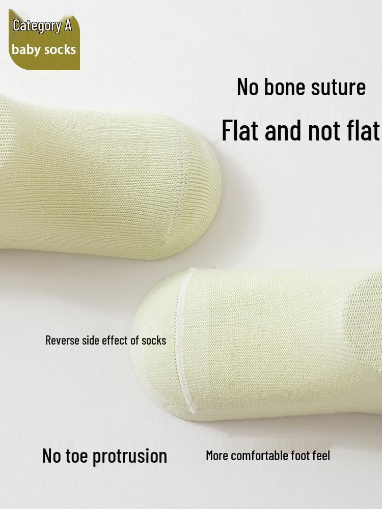 Spring & Summer Thin Combed Cotton Baby Socks, 0-1 Year, Cartoon 3D, Seamless Mid-Calf with Loose Cuff