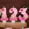 Sequin Pink Flower Butterfly Numbers Birthday Candle Cake Party Decoration One Year Old Handmade Candles 0-9