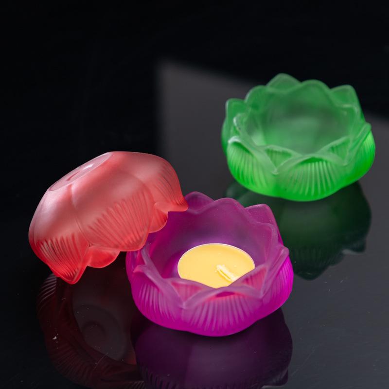 1x Crystal Candle Holder Seven-Colored Lotus Incense Burner Multi-functional Butter Lamp for Home Decor Onrmanets Ashtray 7