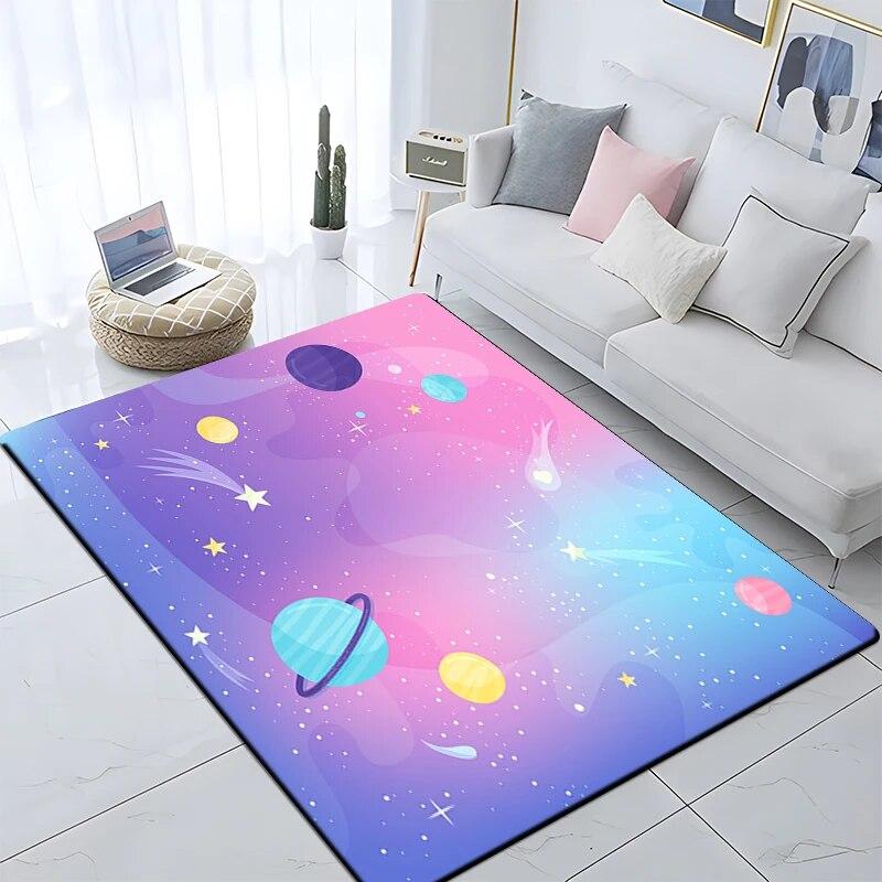 Cartoon Astronaut Children's Room Decorative Carpet Camping Cushion Play Aera Mat  Floor Mat Carpet Game Area Rug Floor Mats